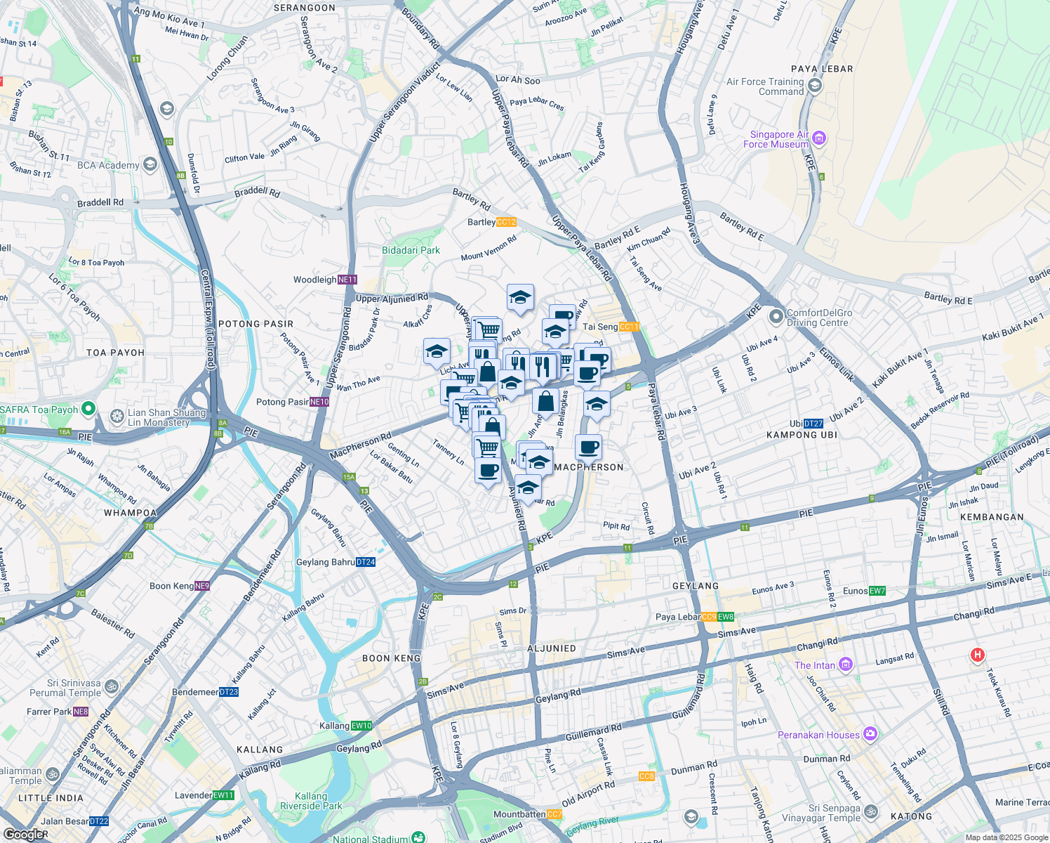 map of restaurants, bars, coffee shops, grocery stores, and more near in Singapore