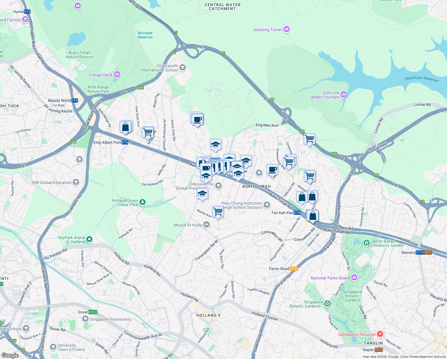 map of restaurants, bars, coffee shops, grocery stores, and more near in Singapore