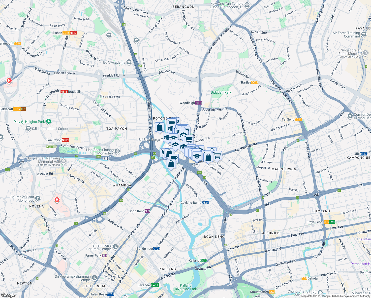 map of restaurants, bars, coffee shops, grocery stores, and more near in Singapore