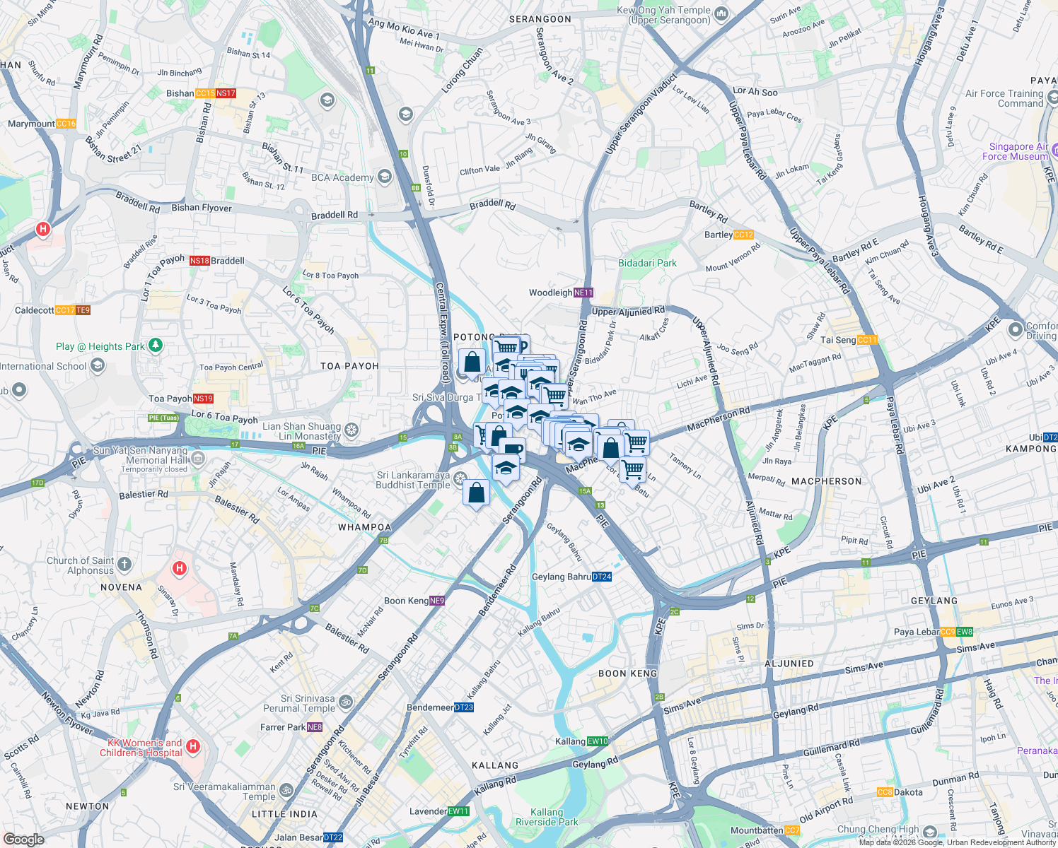 map of restaurants, bars, coffee shops, grocery stores, and more near in Singapore