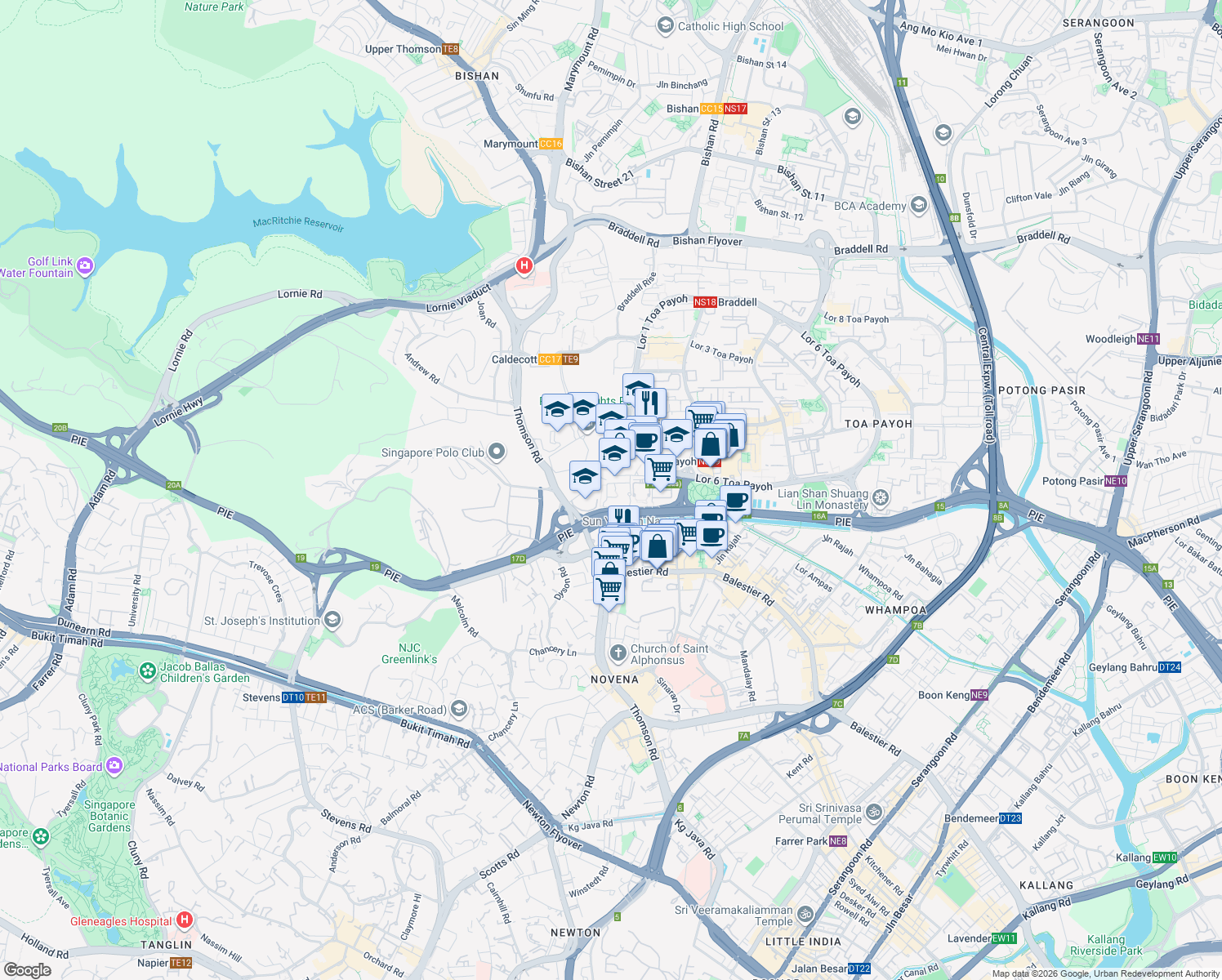 map of restaurants, bars, coffee shops, grocery stores, and more near in Singapore