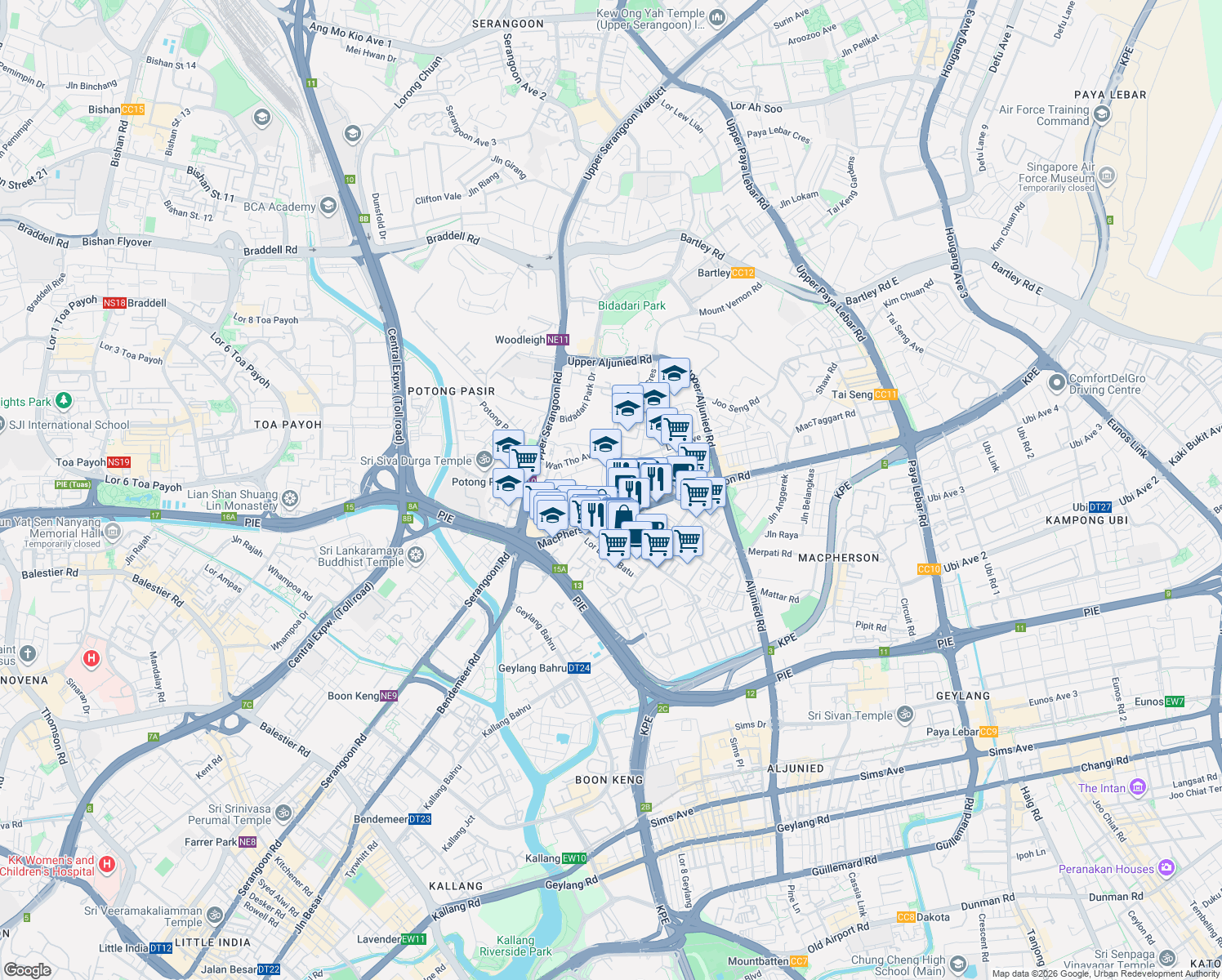 map of restaurants, bars, coffee shops, grocery stores, and more near in Singapore