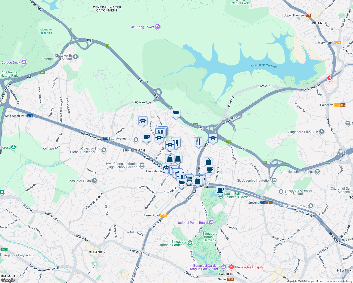 map of restaurants, bars, coffee shops, grocery stores, and more near in Singapore