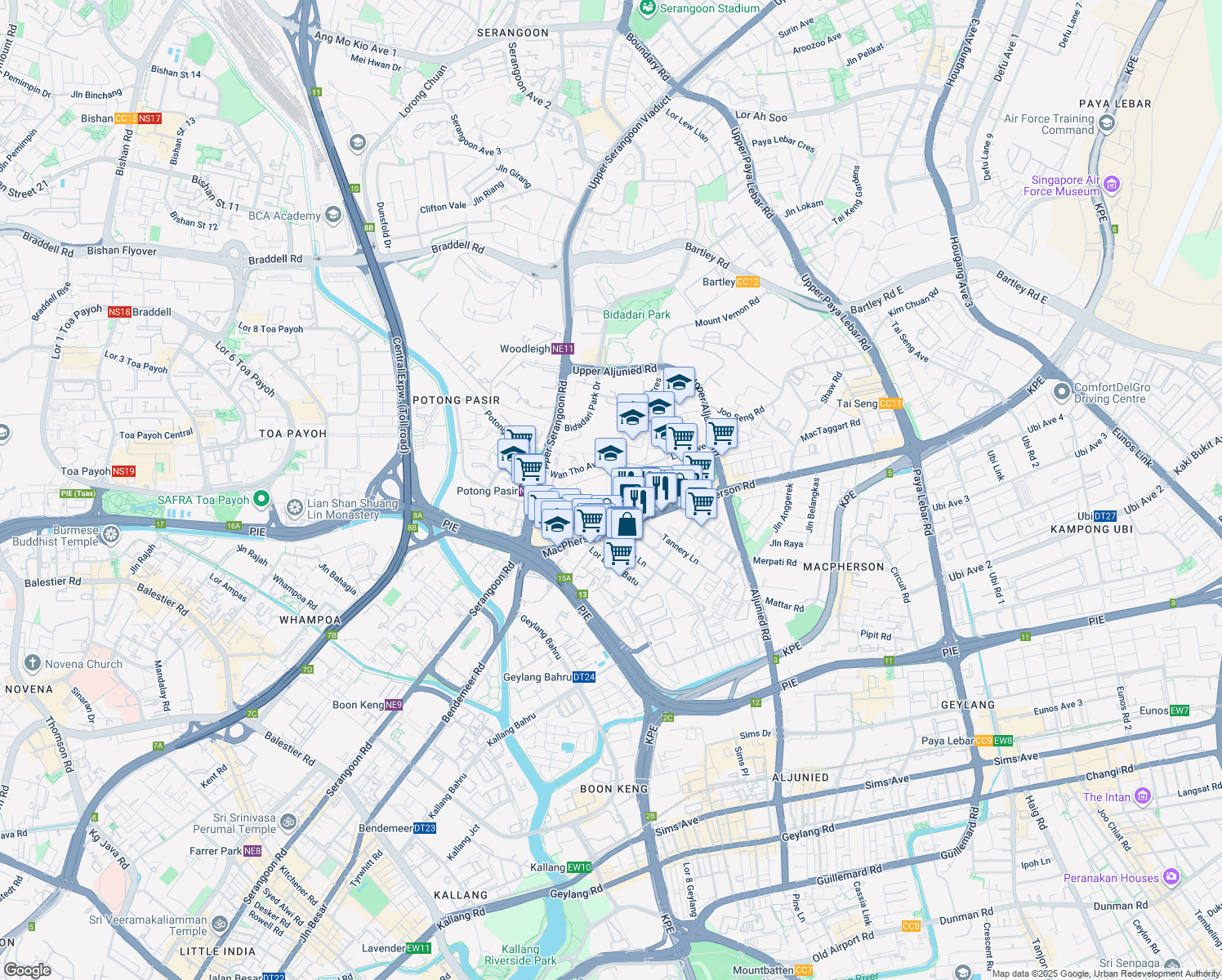 map of restaurants, bars, coffee shops, grocery stores, and more near in Singapore