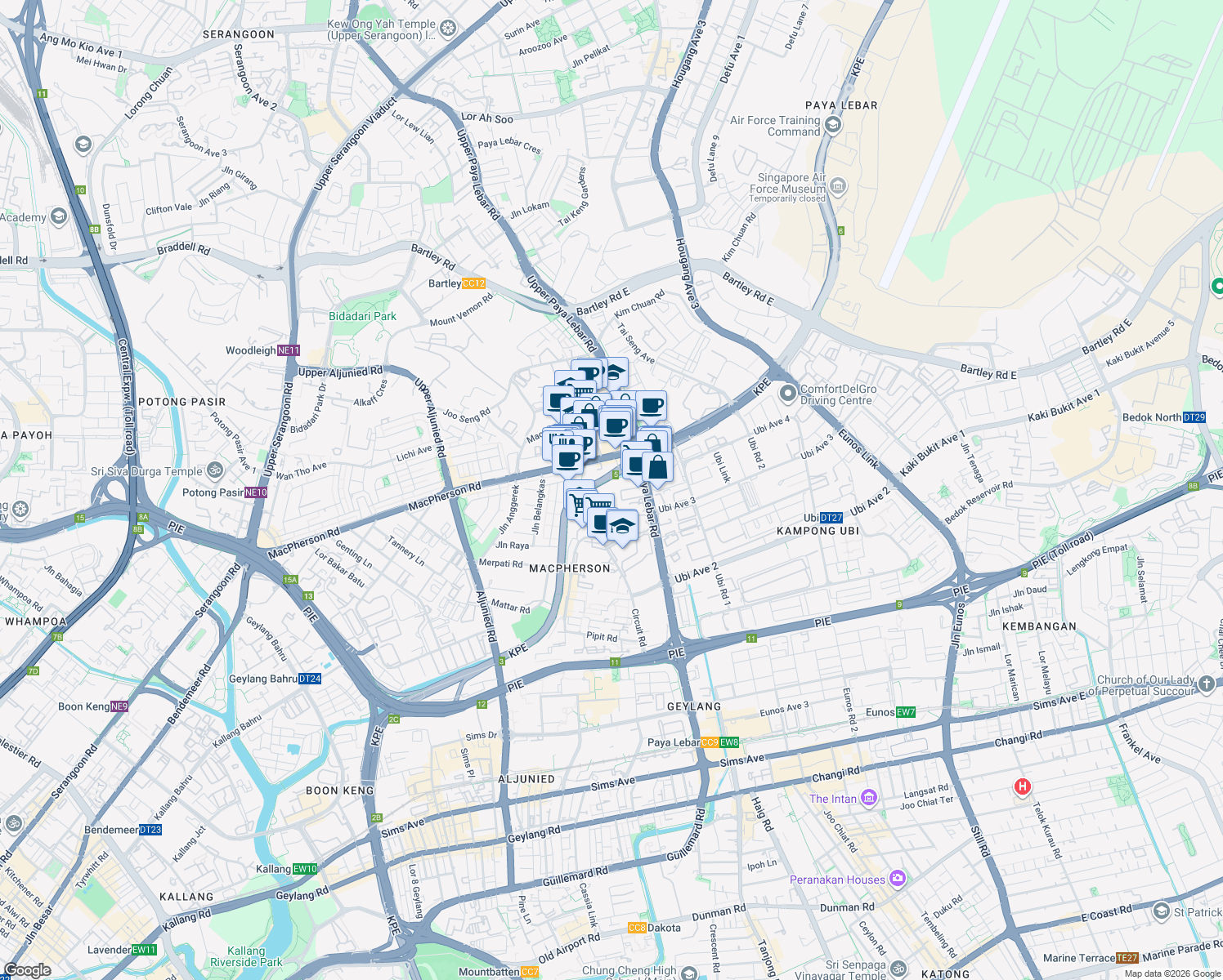 map of restaurants, bars, coffee shops, grocery stores, and more near in Singapore