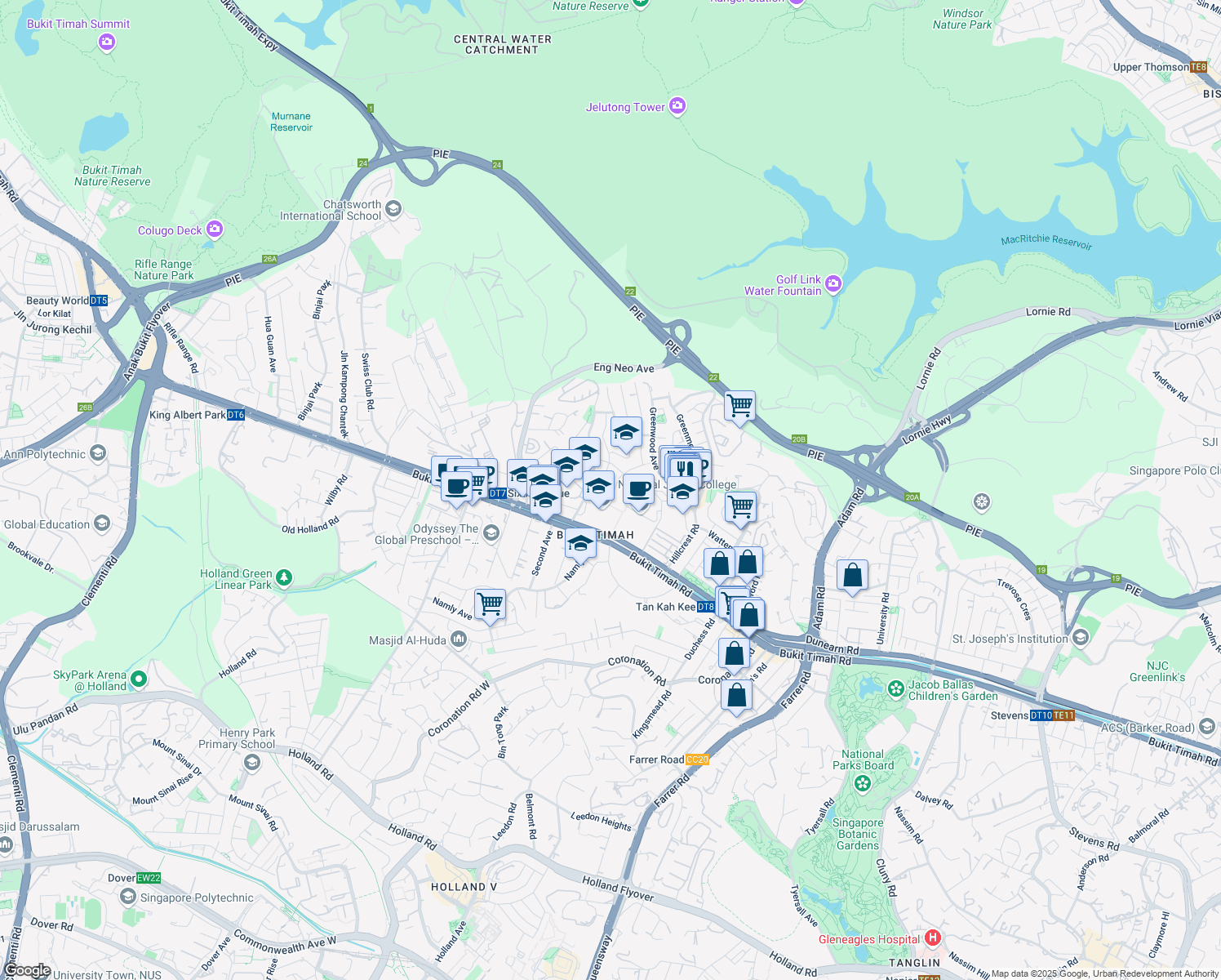map of restaurants, bars, coffee shops, grocery stores, and more near in Singapore