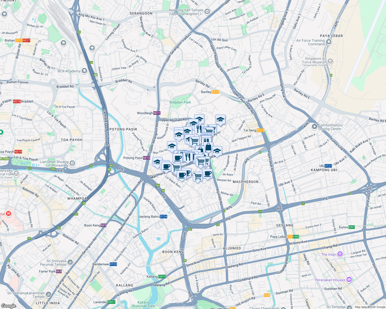 map of restaurants, bars, coffee shops, grocery stores, and more near in Singapore