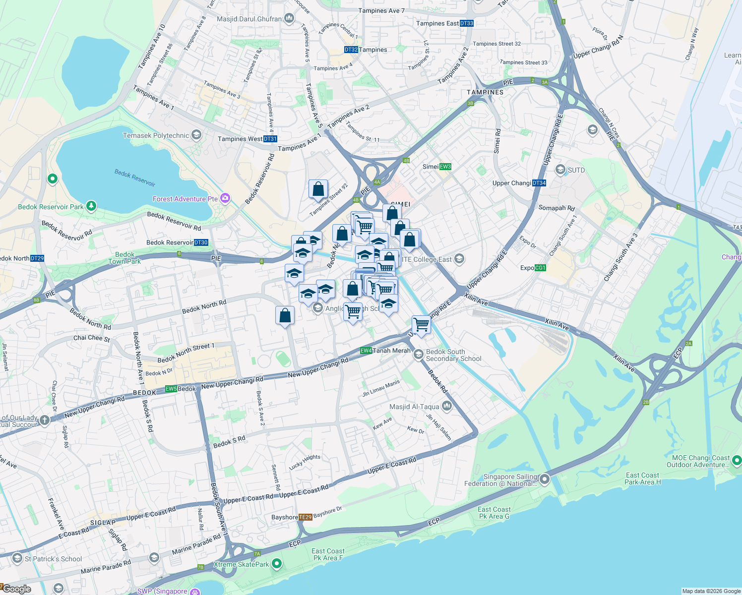 map of restaurants, bars, coffee shops, grocery stores, and more near in Singapore