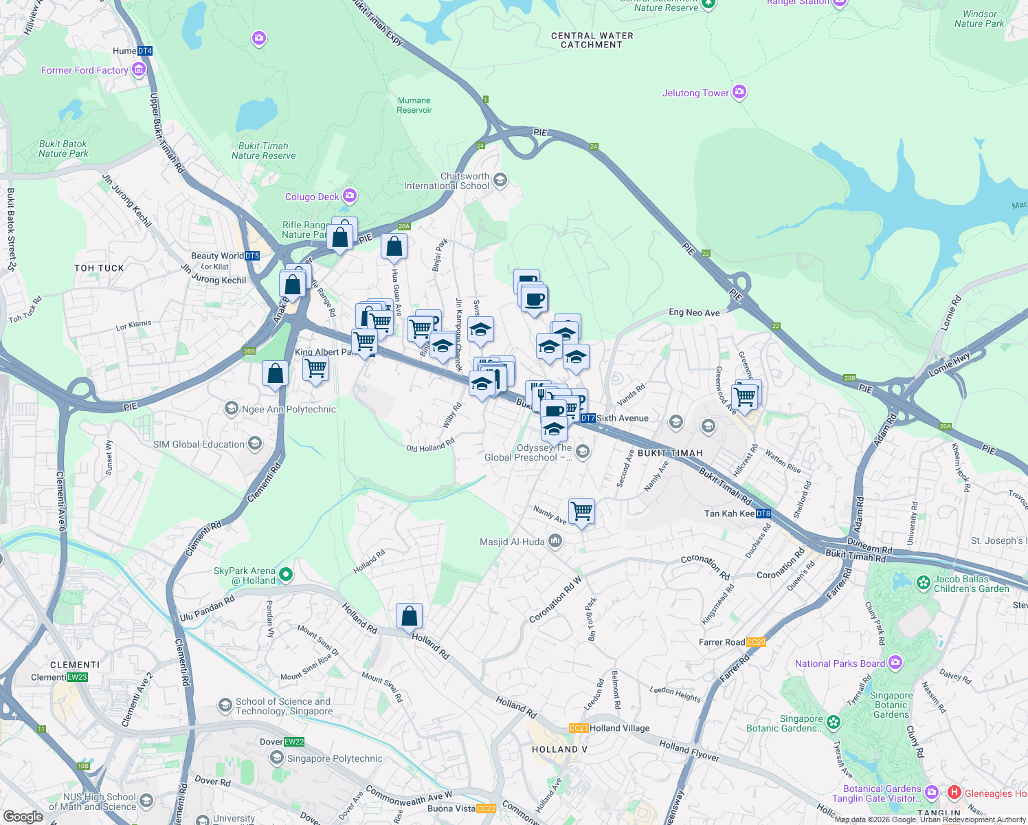 map of restaurants, bars, coffee shops, grocery stores, and more near in Singapore