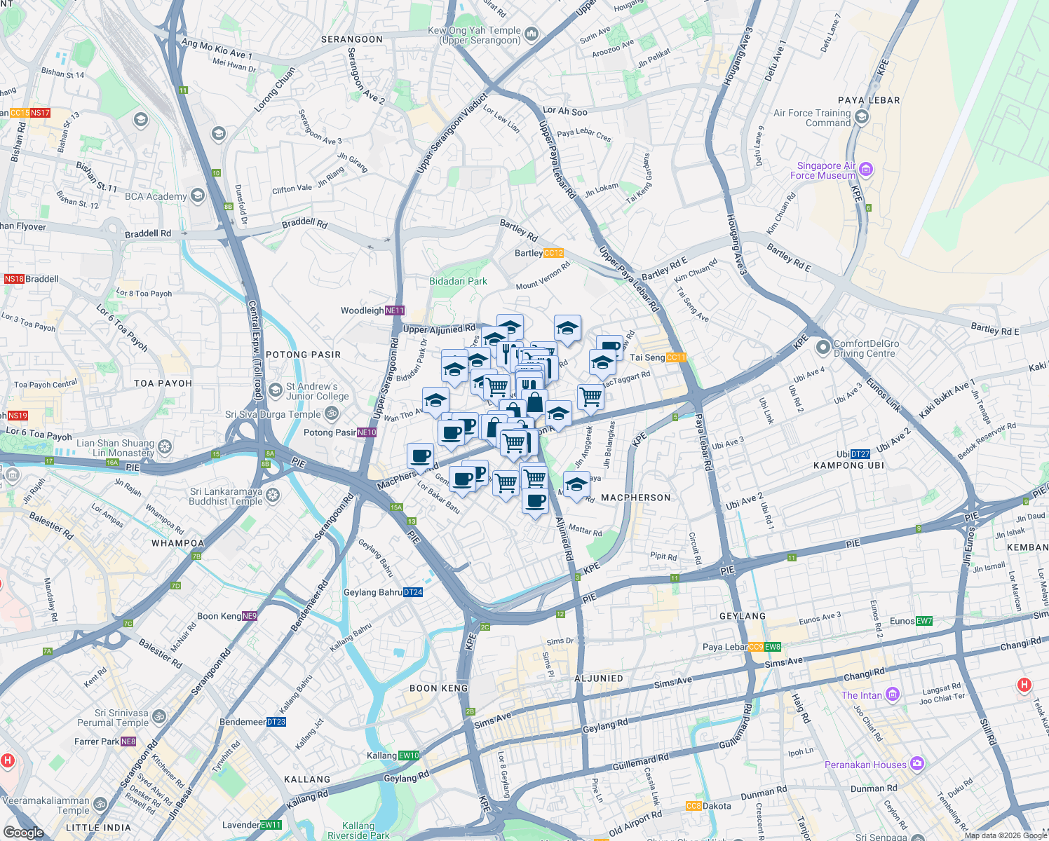 map of restaurants, bars, coffee shops, grocery stores, and more near in Singapore