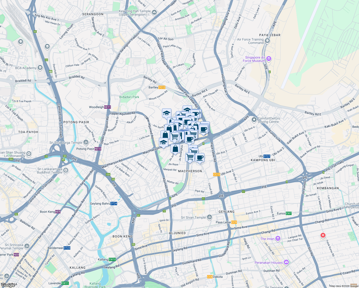 map of restaurants, bars, coffee shops, grocery stores, and more near in Singapore