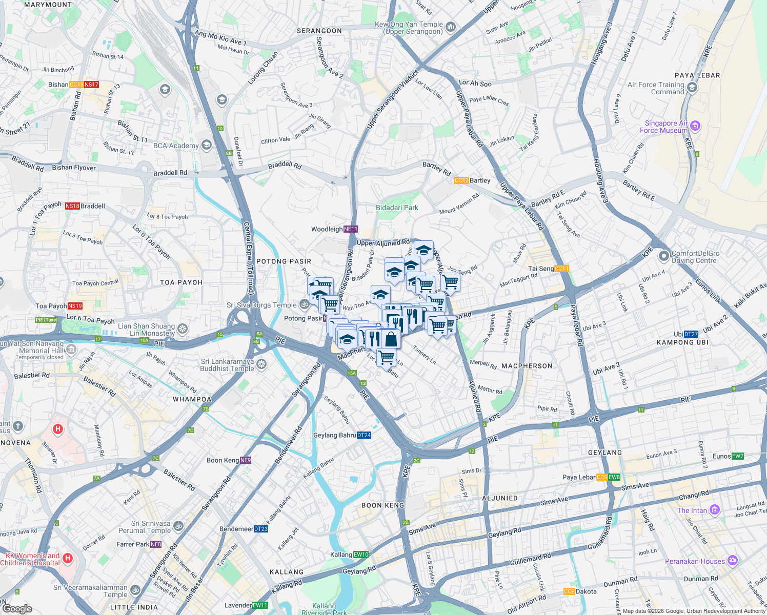 map of restaurants, bars, coffee shops, grocery stores, and more near in Singapore