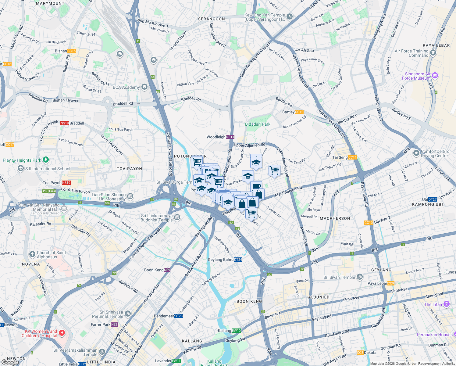 map of restaurants, bars, coffee shops, grocery stores, and more near in Singapore
