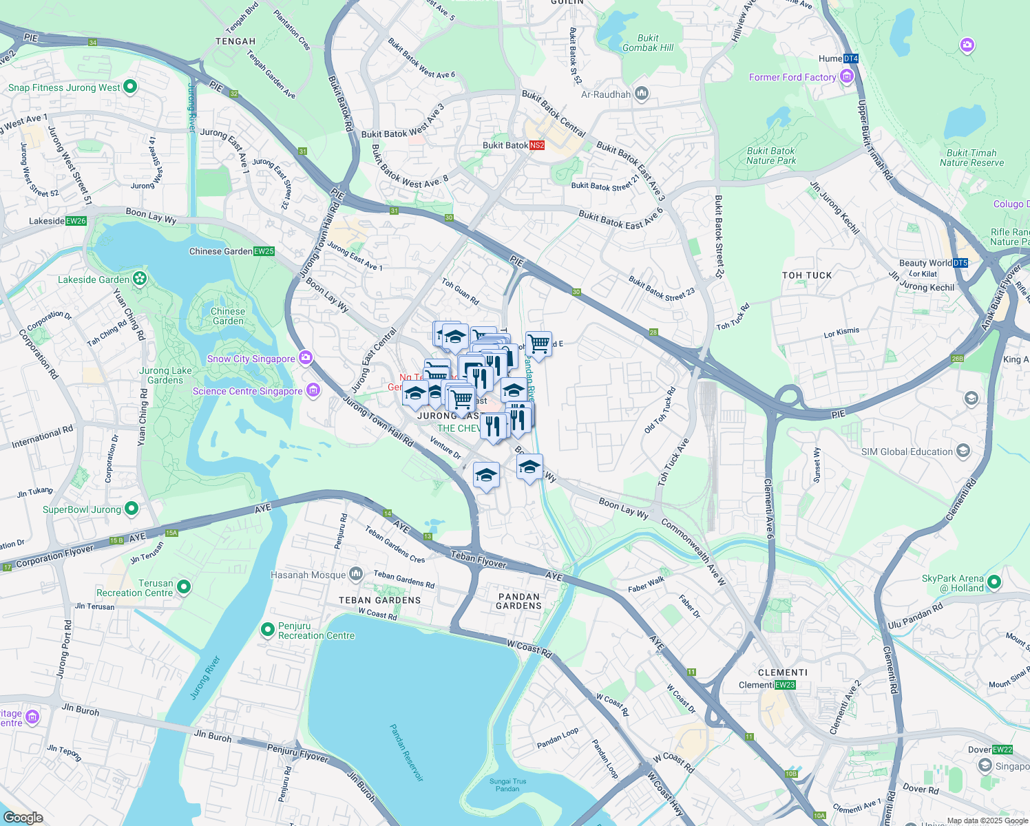 map of restaurants, bars, coffee shops, grocery stores, and more near in Singapore