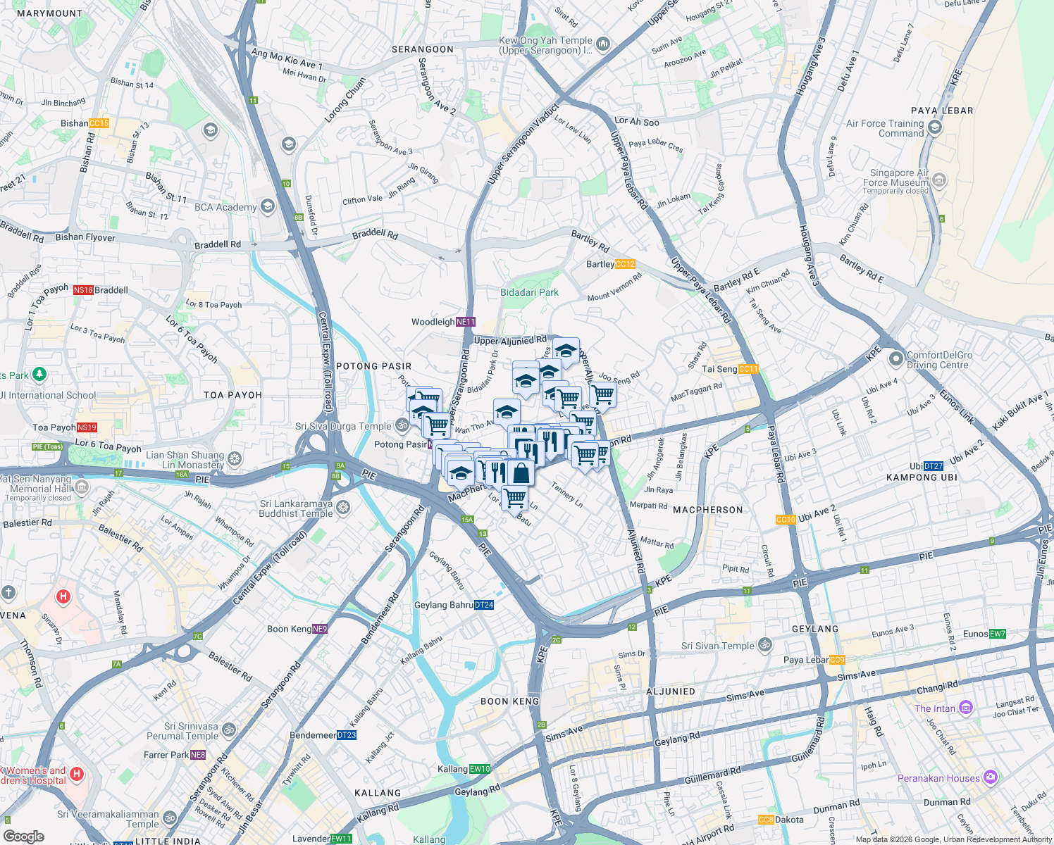 map of restaurants, bars, coffee shops, grocery stores, and more near in Singapore