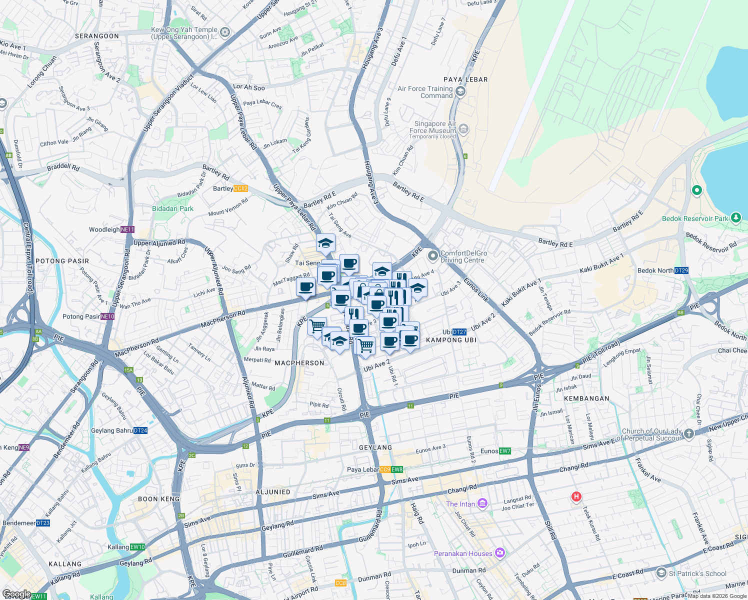 map of restaurants, bars, coffee shops, grocery stores, and more near in Singapore