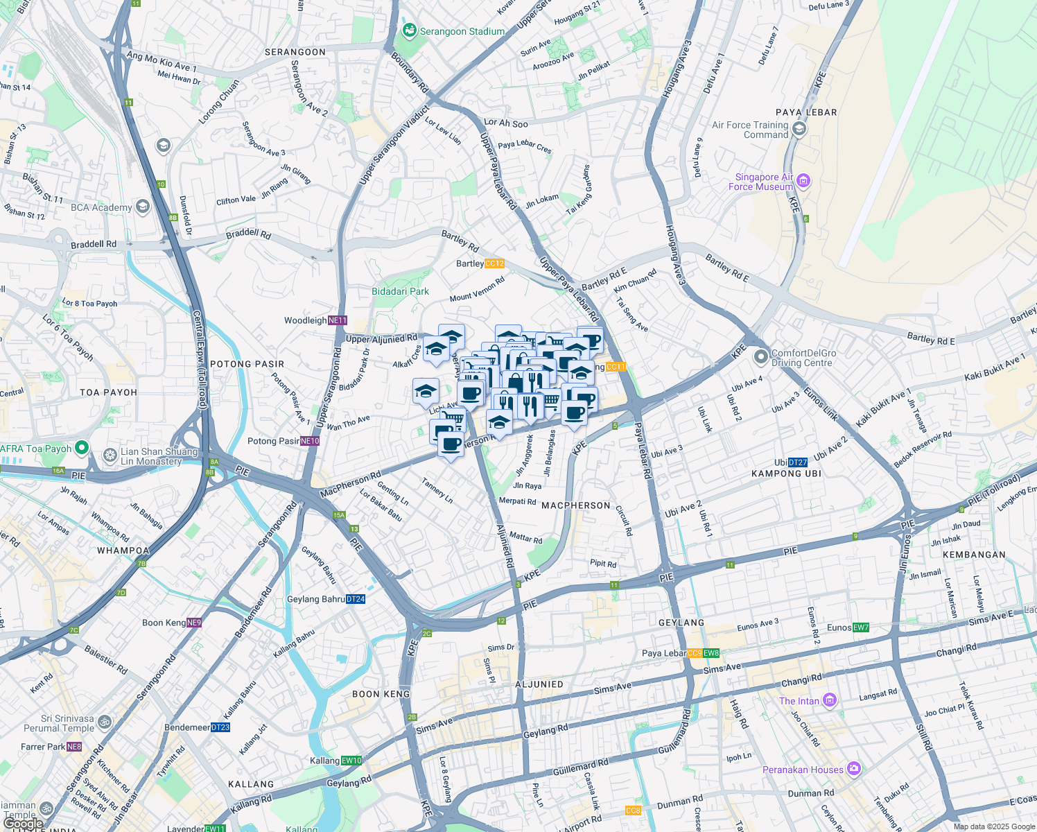 map of restaurants, bars, coffee shops, grocery stores, and more near in Singapore