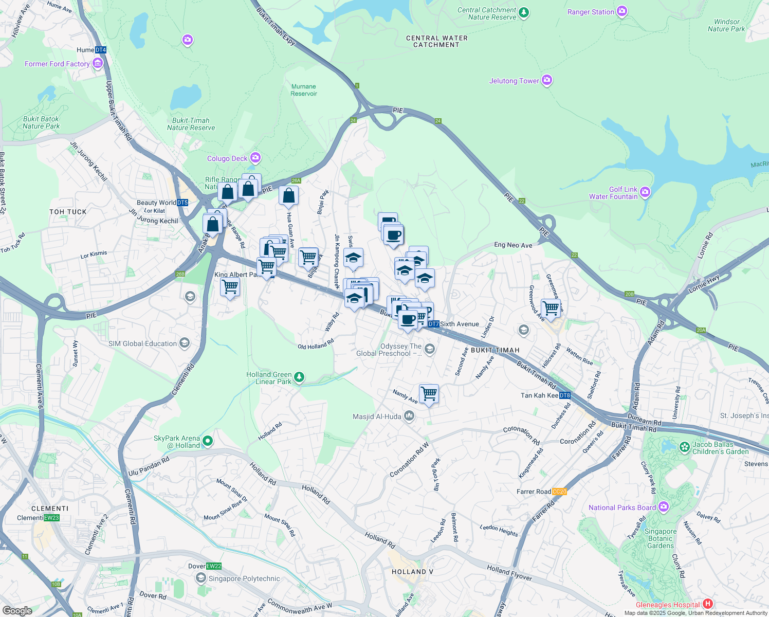 map of restaurants, bars, coffee shops, grocery stores, and more near in Singapore