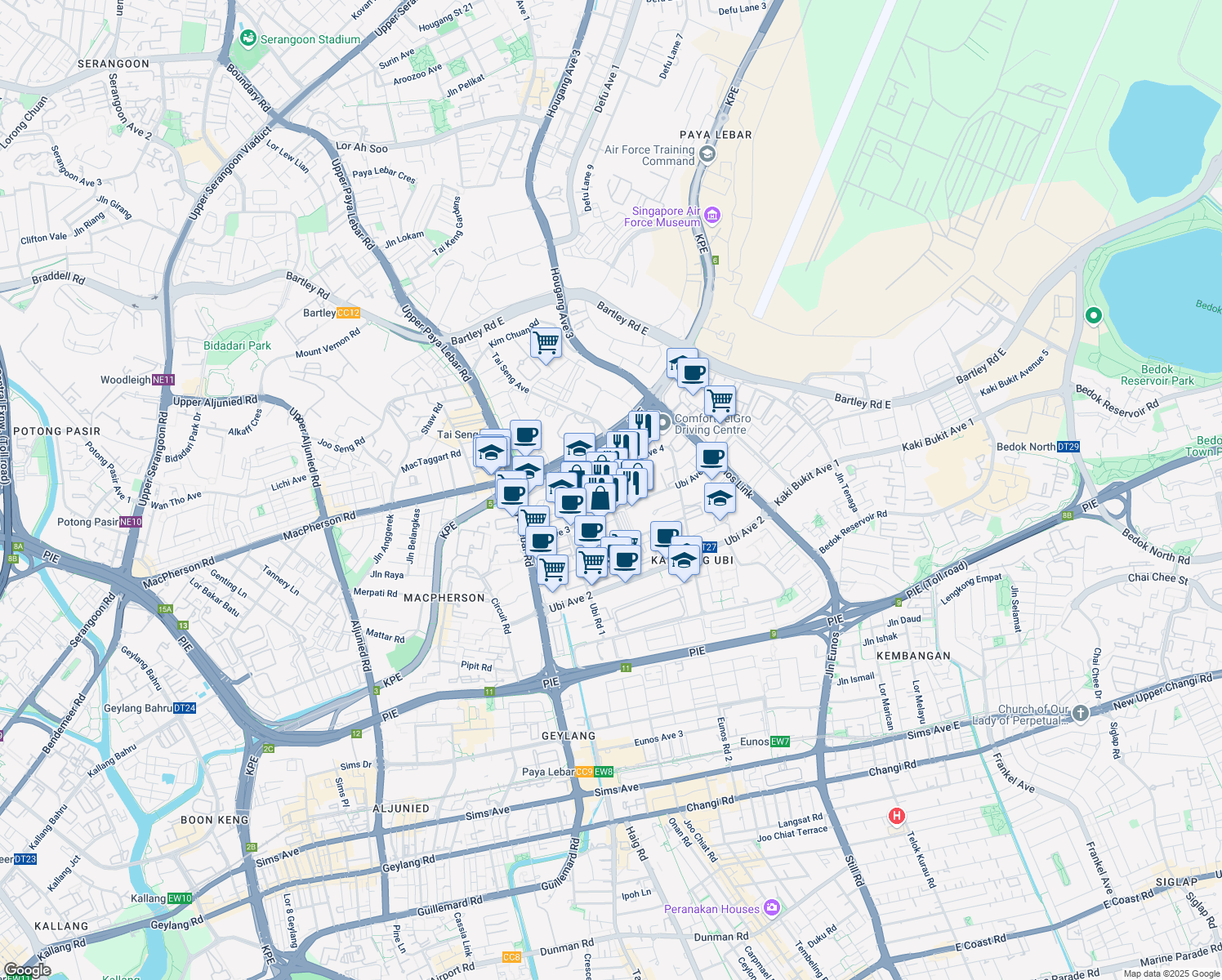 map of restaurants, bars, coffee shops, grocery stores, and more near in Singapore