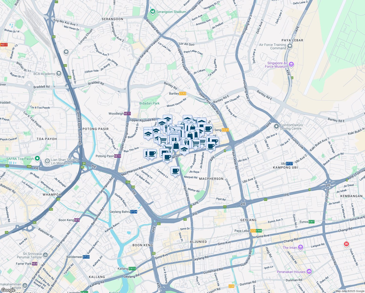 map of restaurants, bars, coffee shops, grocery stores, and more near in Singapore