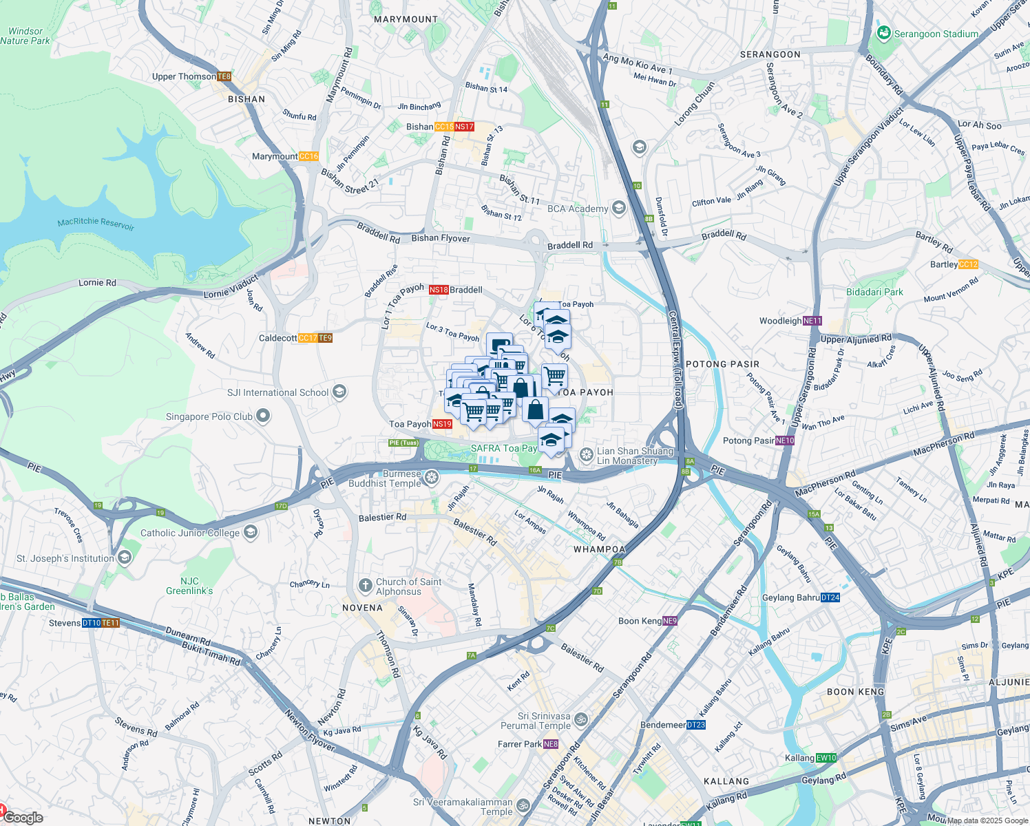 map of restaurants, bars, coffee shops, grocery stores, and more near in Singapore