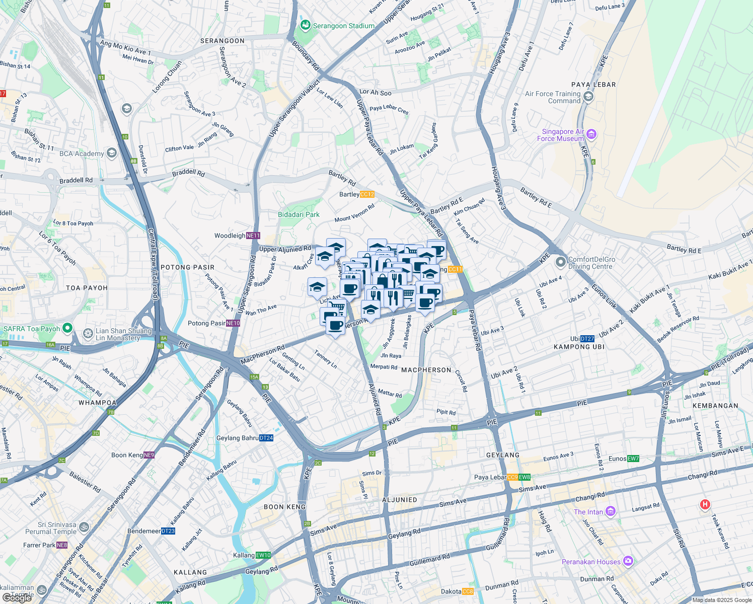 map of restaurants, bars, coffee shops, grocery stores, and more near in Singapore