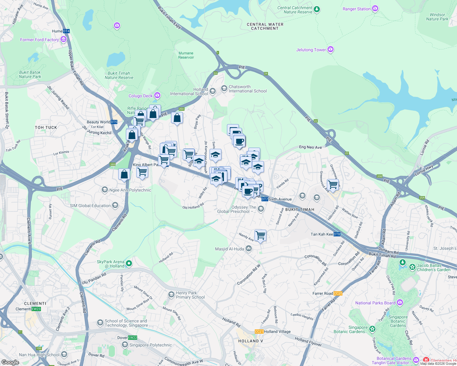 map of restaurants, bars, coffee shops, grocery stores, and more near in Singapore