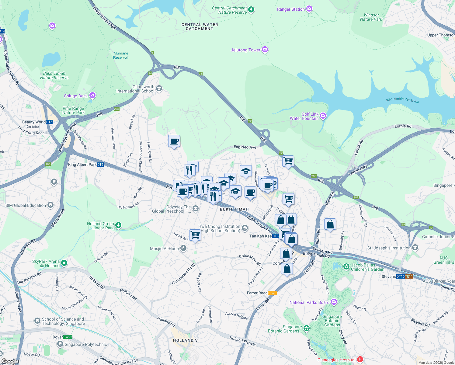 map of restaurants, bars, coffee shops, grocery stores, and more near in Singapore