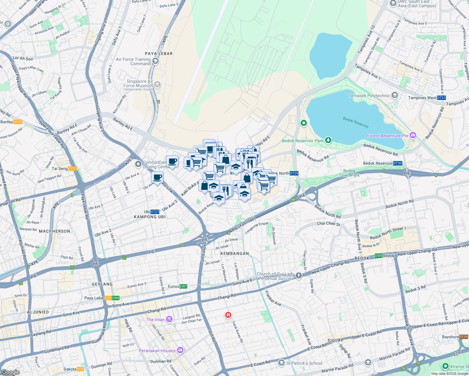 map of restaurants, bars, coffee shops, grocery stores, and more near in Singapore