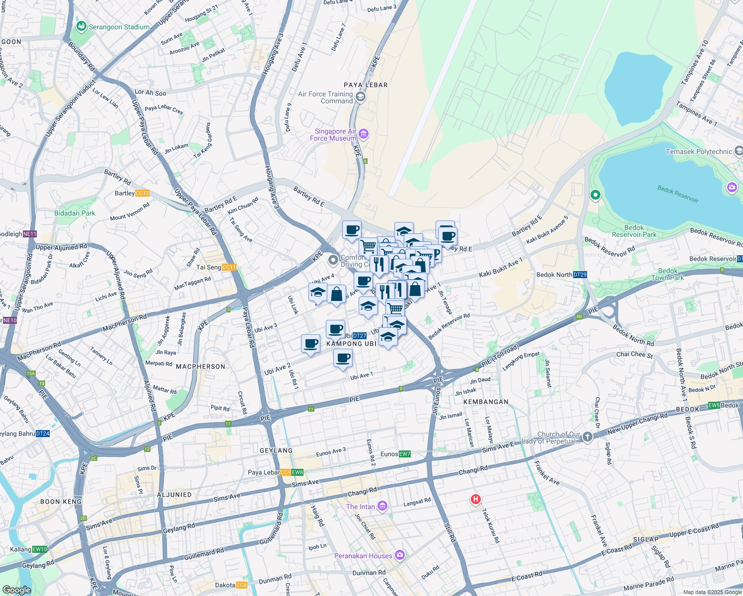 map of restaurants, bars, coffee shops, grocery stores, and more near in Singapore