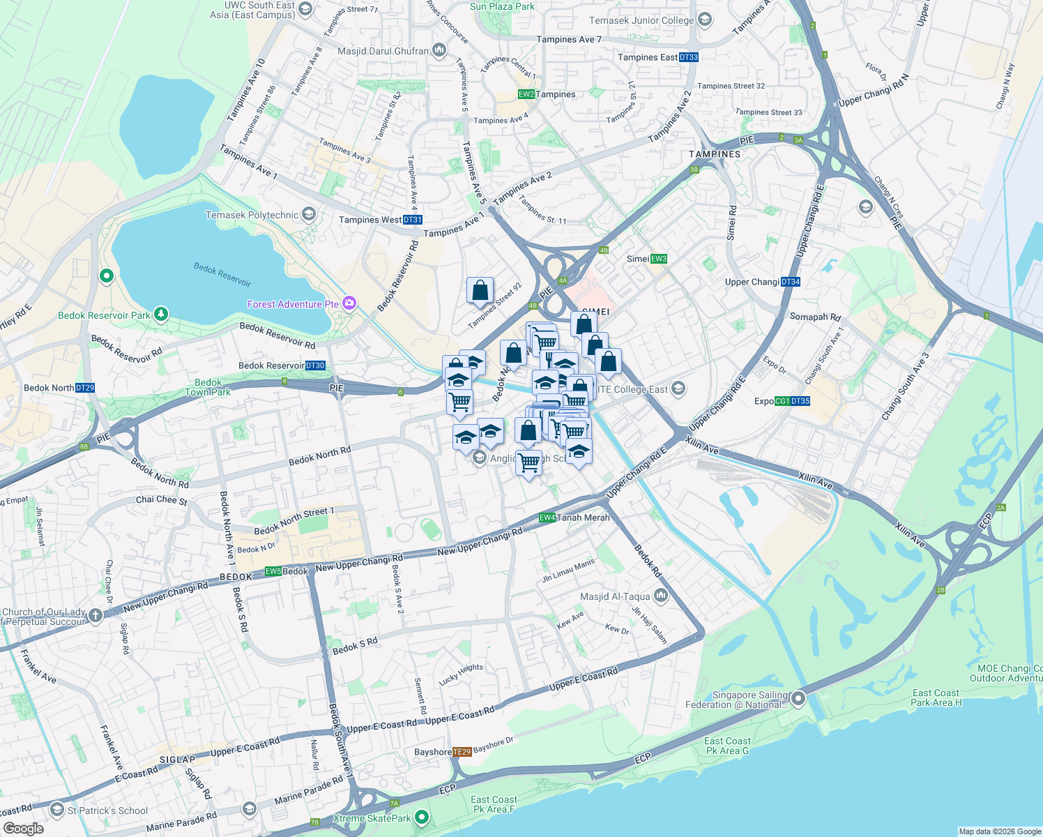 map of restaurants, bars, coffee shops, grocery stores, and more near in Singapore
