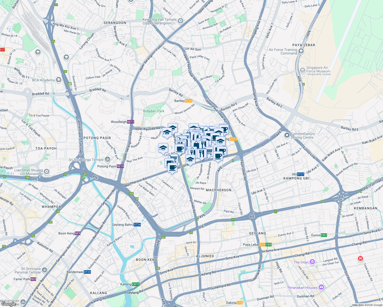 map of restaurants, bars, coffee shops, grocery stores, and more near in Singapore