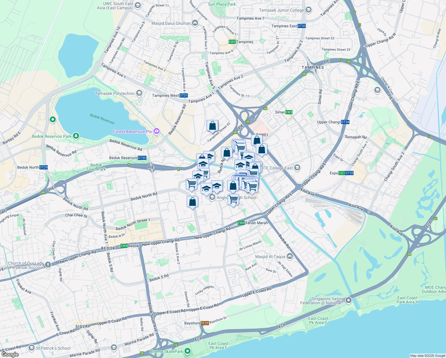 map of restaurants, bars, coffee shops, grocery stores, and more near in Singapore