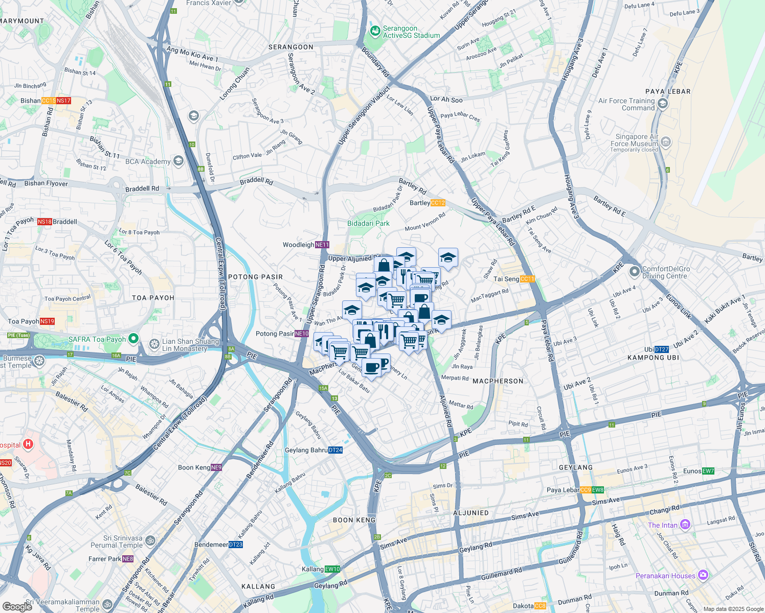 map of restaurants, bars, coffee shops, grocery stores, and more near in Singapore