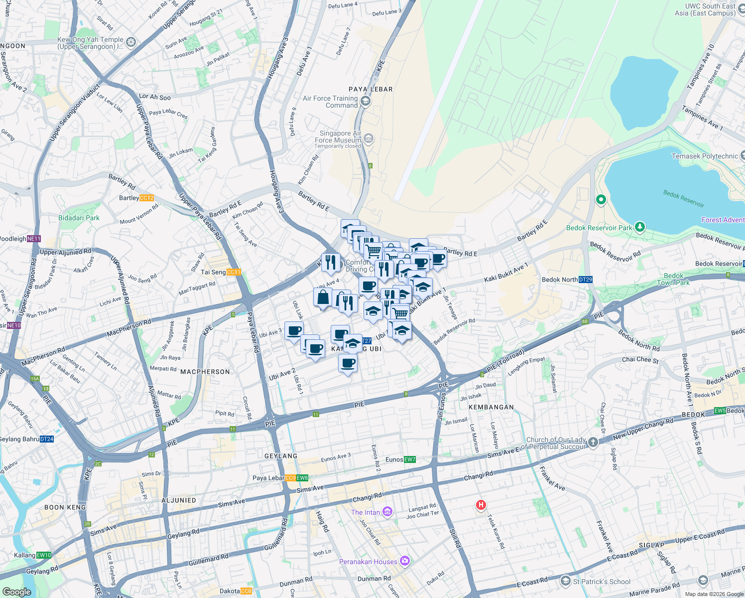 map of restaurants, bars, coffee shops, grocery stores, and more near in Singapore