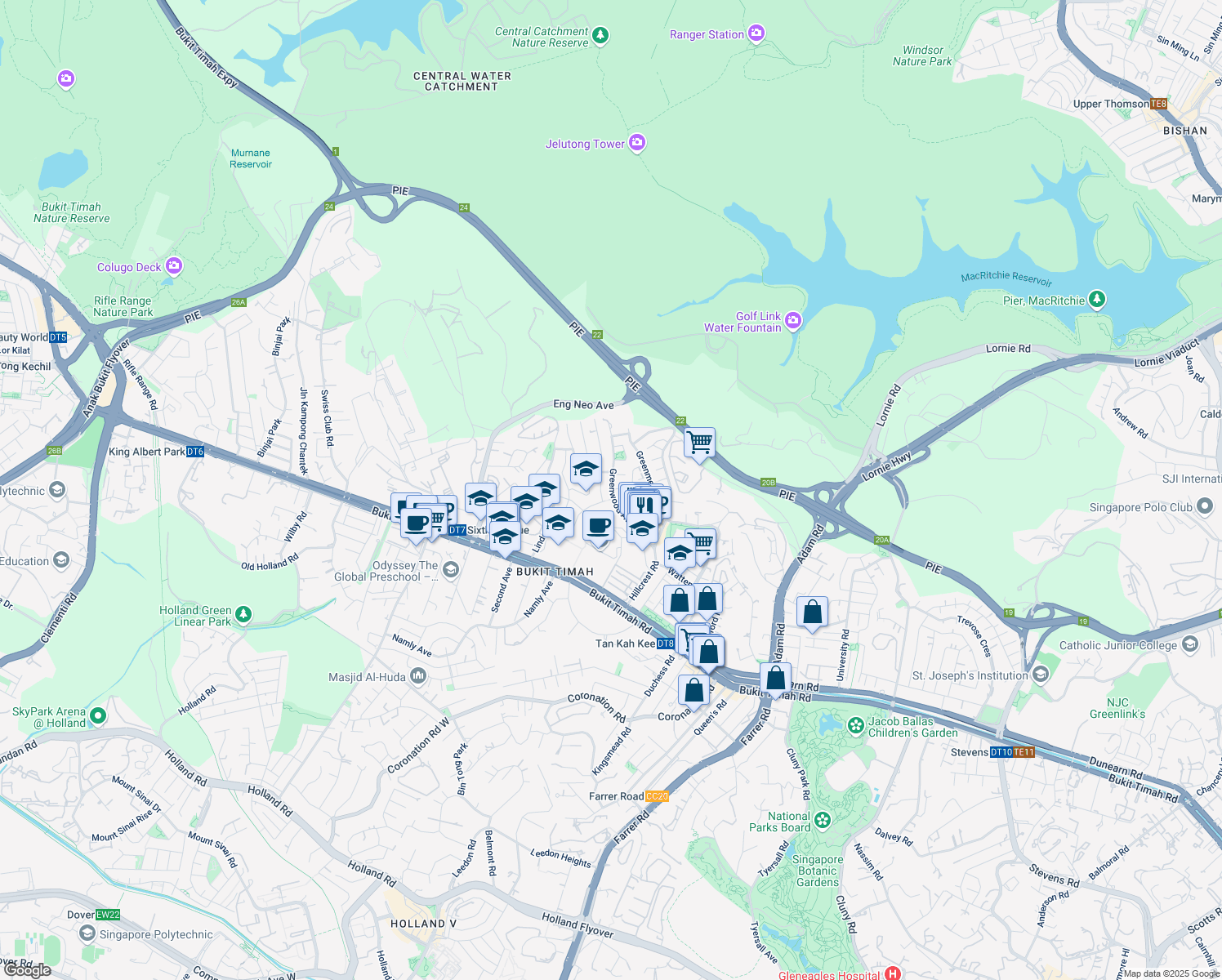 map of restaurants, bars, coffee shops, grocery stores, and more near in Singapore