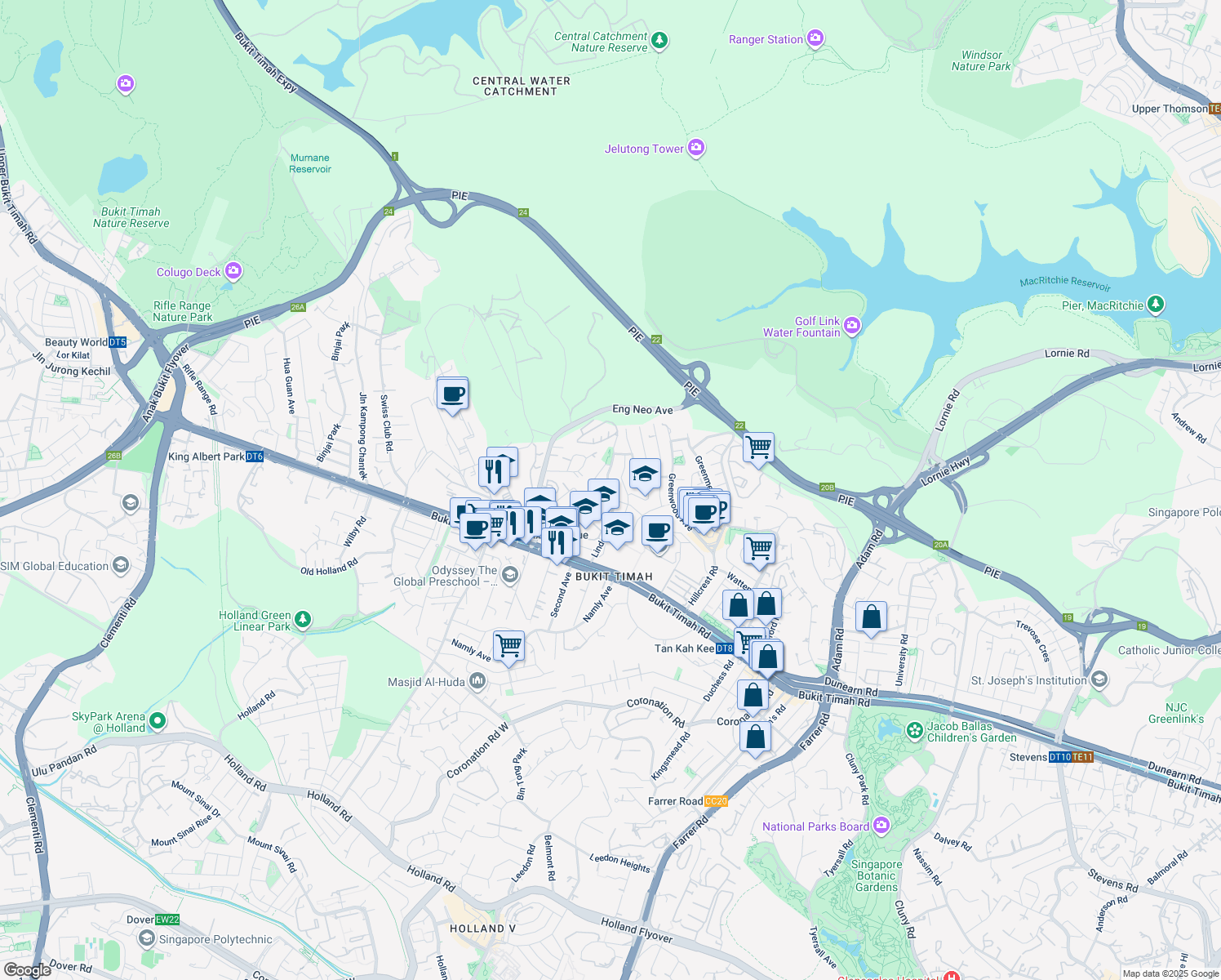 map of restaurants, bars, coffee shops, grocery stores, and more near in Singapore