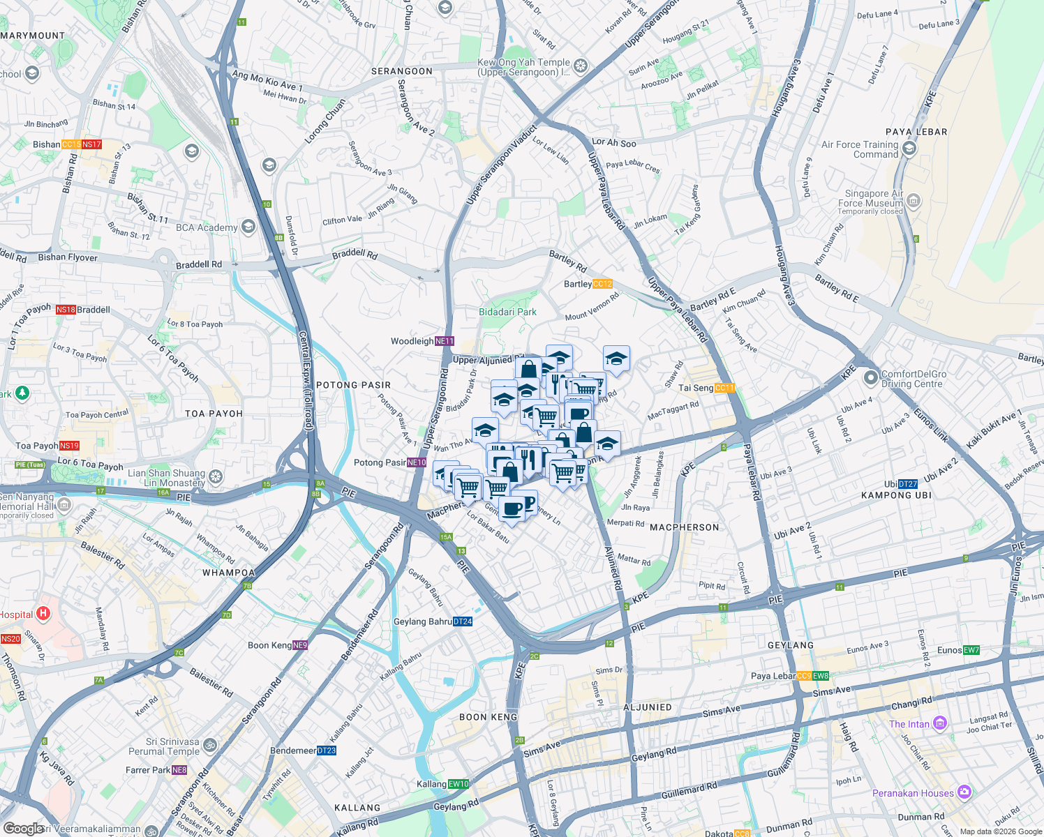 map of restaurants, bars, coffee shops, grocery stores, and more near in Singapore