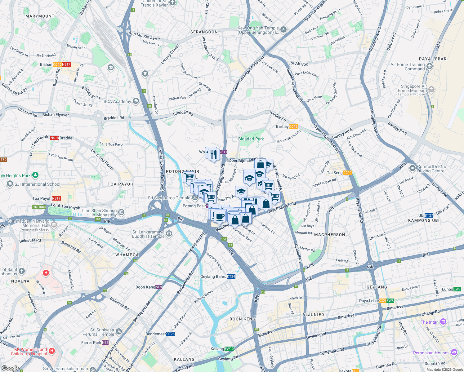 map of restaurants, bars, coffee shops, grocery stores, and more near in Singapore