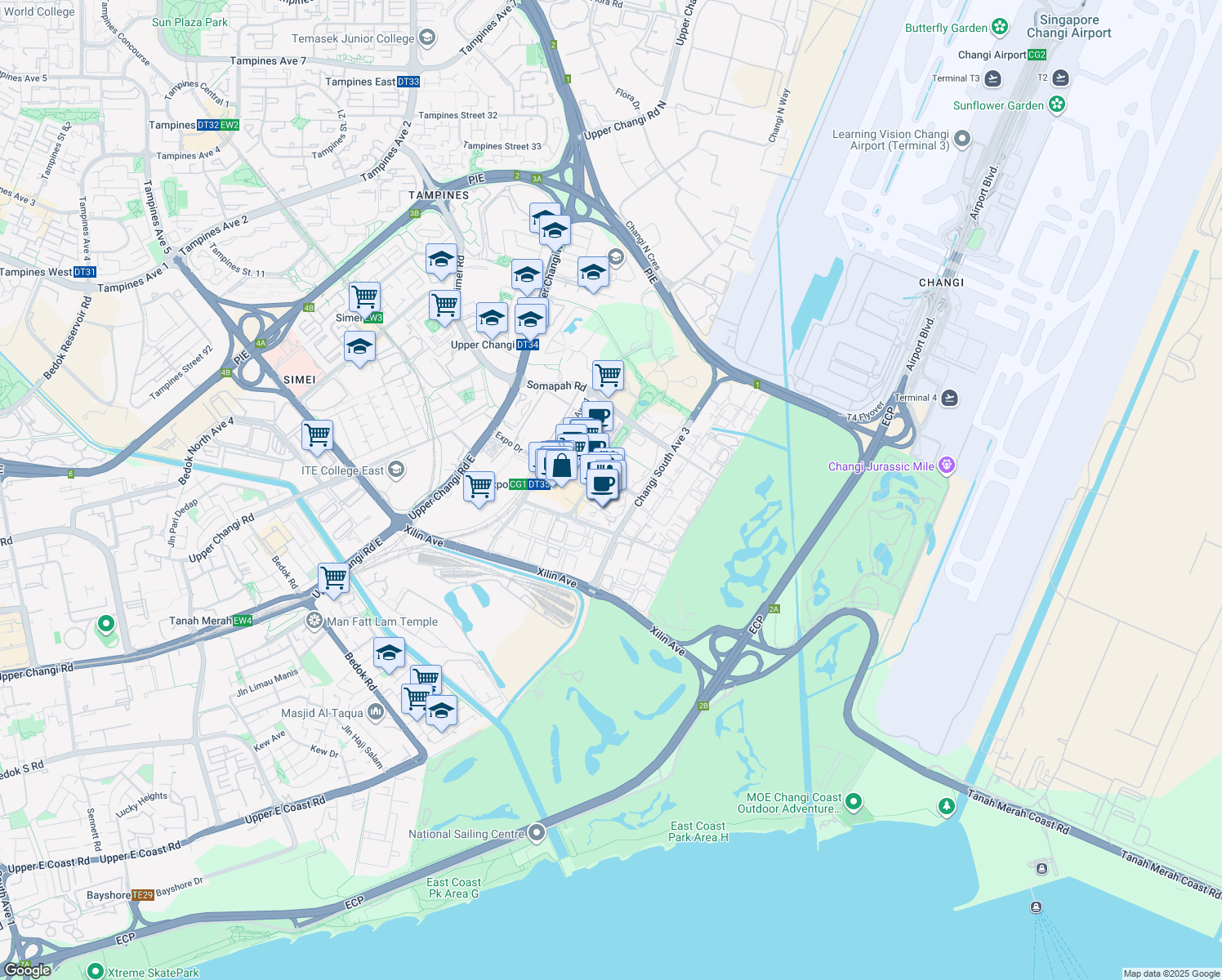 map of restaurants, bars, coffee shops, grocery stores, and more near in Singapore