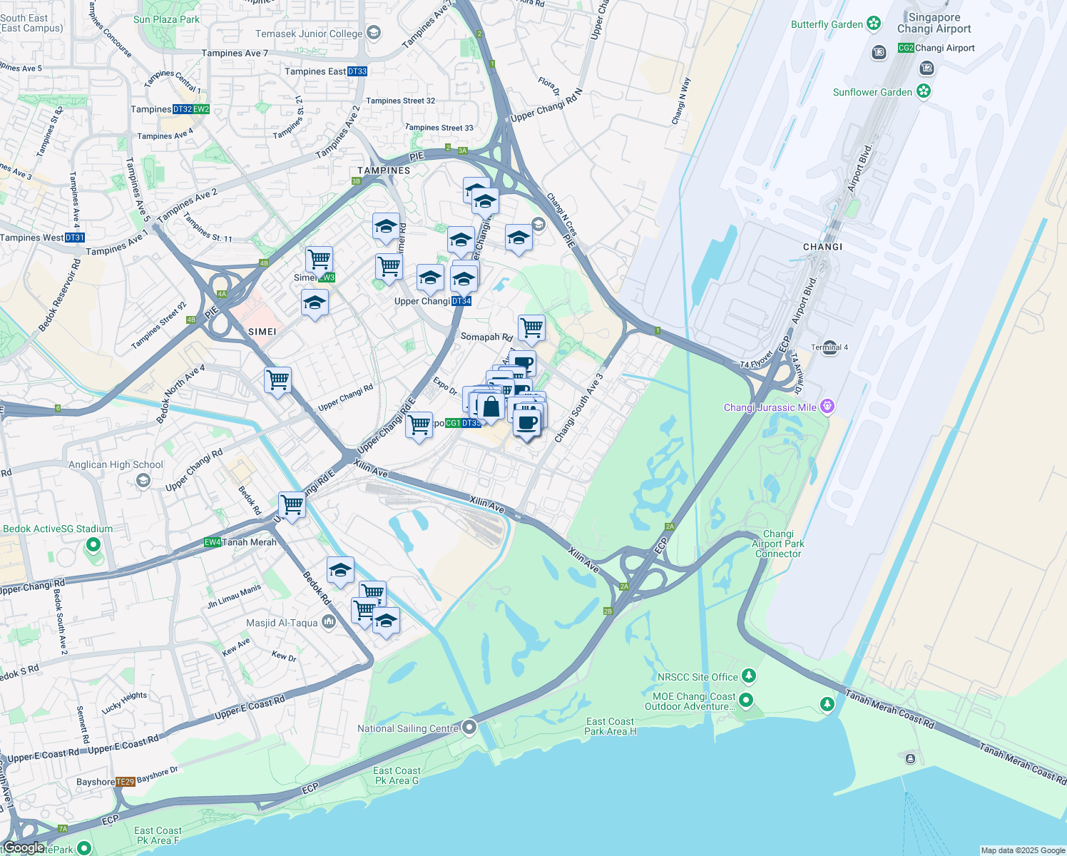 map of restaurants, bars, coffee shops, grocery stores, and more near in Singapore