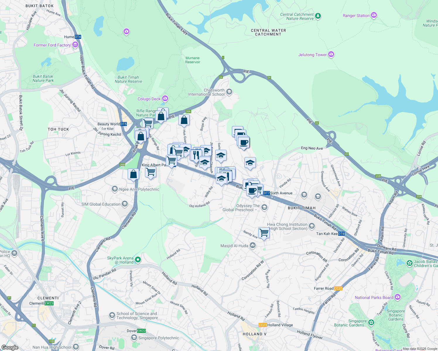 map of restaurants, bars, coffee shops, grocery stores, and more near in Singapore