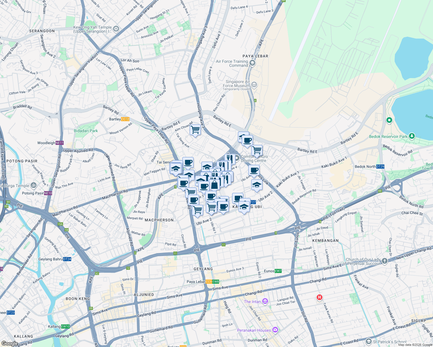 map of restaurants, bars, coffee shops, grocery stores, and more near in Singapore