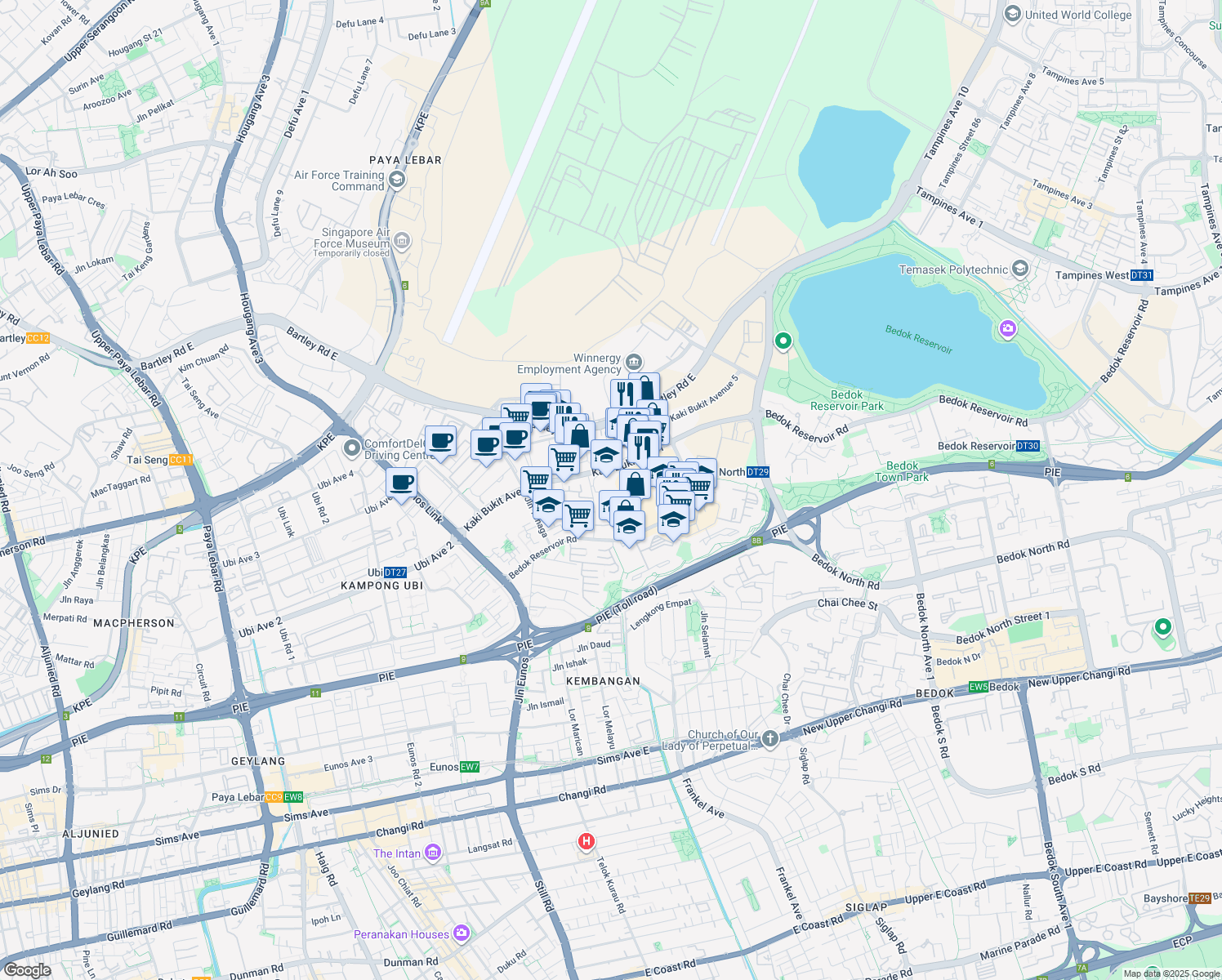 map of restaurants, bars, coffee shops, grocery stores, and more near in Singapore