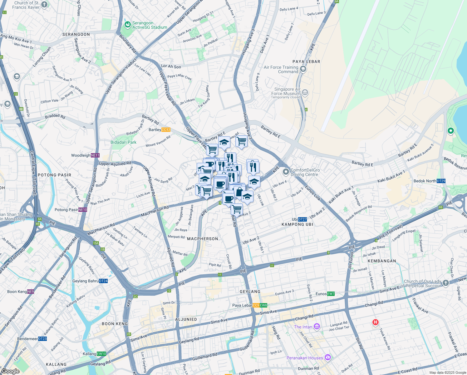 map of restaurants, bars, coffee shops, grocery stores, and more near in Singapore