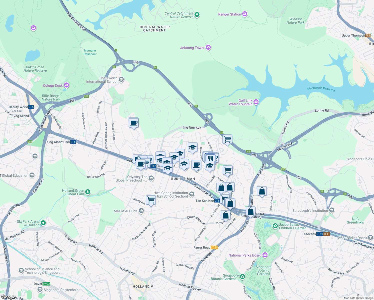 map of restaurants, bars, coffee shops, grocery stores, and more near in Singapore