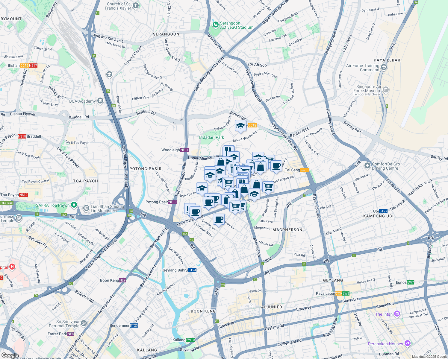 map of restaurants, bars, coffee shops, grocery stores, and more near in Singapore