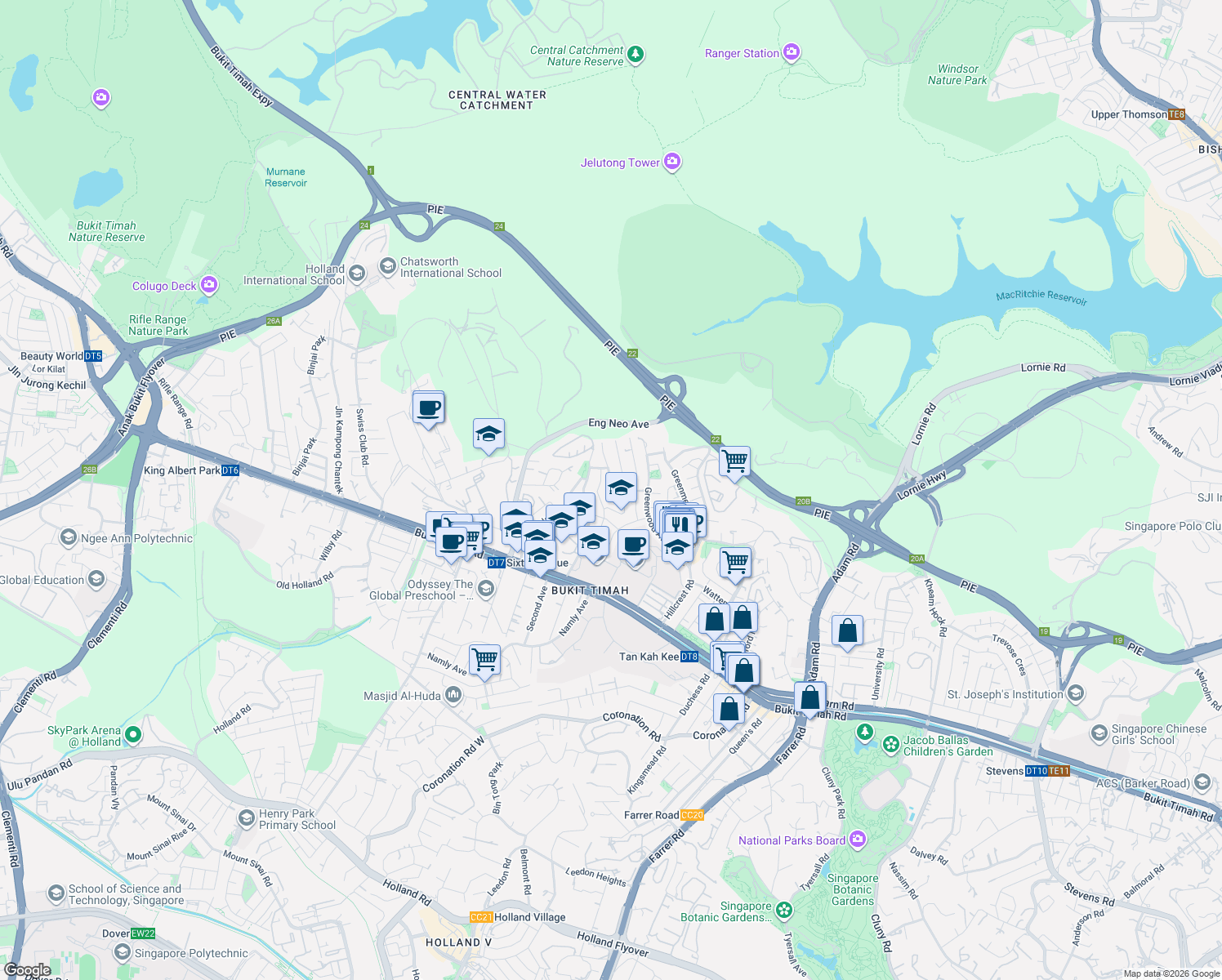 map of restaurants, bars, coffee shops, grocery stores, and more near in Singapore