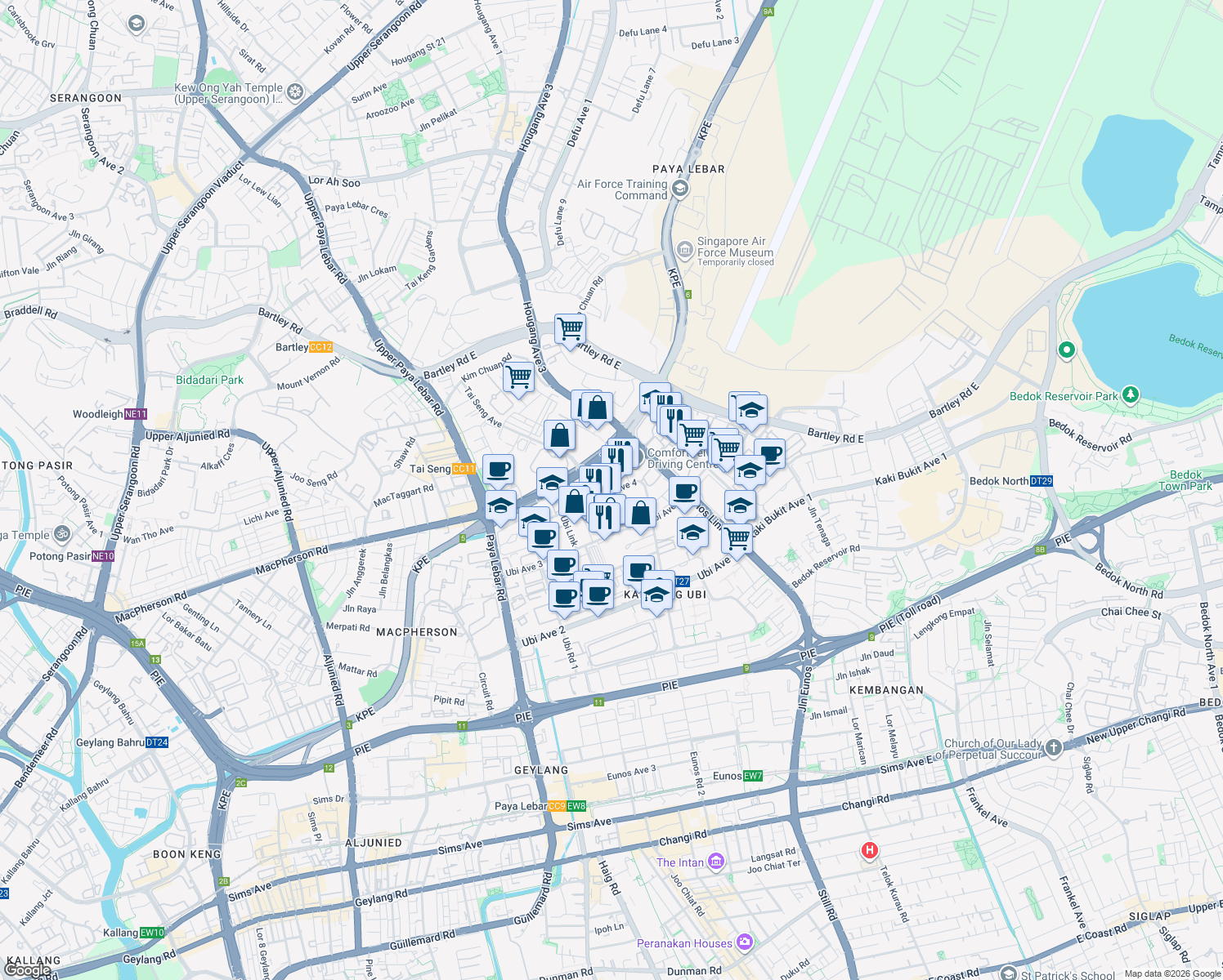 map of restaurants, bars, coffee shops, grocery stores, and more near in Singapore