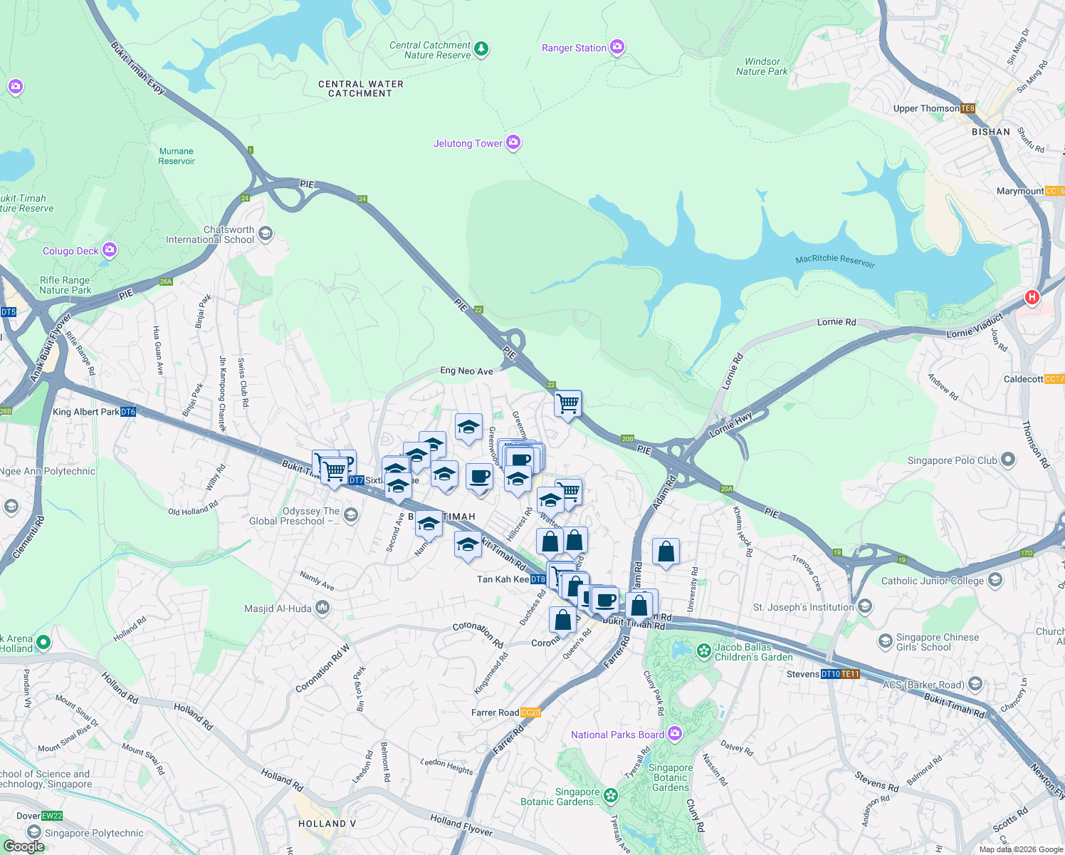 map of restaurants, bars, coffee shops, grocery stores, and more near in Singapore